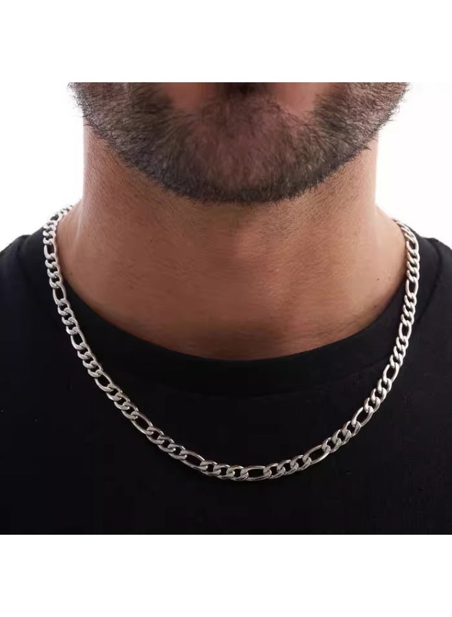 Men's Necklace Jewelry  stylish necklace accessory, easy to match with various outfits, suitable for both men and women, versatile and fashionable.Chain Kit for Men and Women (Silver) - Image 1