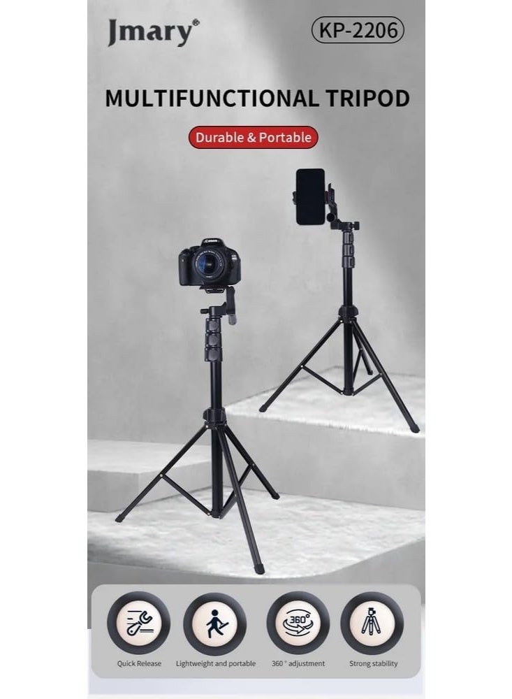 جيه ماري حامل ثلاثي القوائم متعدد الوظائف قابل للتعديل من الألومنيوم KP-2206 مع إمالة 360 درجة، ولوحة تحرير سريعة، وتوافق عالمي مع كاميرات DSLR والهواتف المحمولة وأضواء التعبئة - Image 3