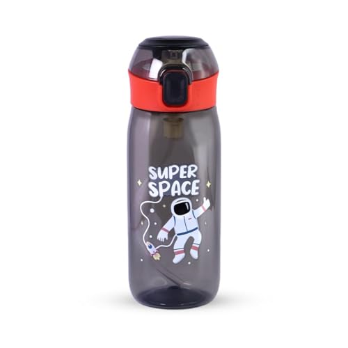 TEMSON Cute Water Bottle with Sipper, Water Bottle for Kids, Sipper Bottle for Kids - Anti-Leak Cartoon Kids Water Bottle for Kids (630 ML)(FQ-3151-2) (Black) - Image 2