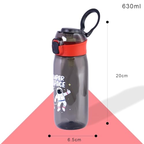 TEMSON Cute Water Bottle with Sipper, Water Bottle for Kids, Sipper Bottle for Kids - Anti-Leak Cartoon Kids Water Bottle for Kids (630 ML)(FQ-3151-2) (Black) - Image 3