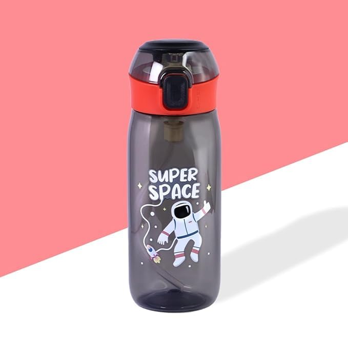 TEMSON Cute Water Bottle with Sipper, Water Bottle for Kids, Sipper Bottle for Kids - Anti-Leak Cartoon Kids Water Bottle for Kids (630 ML)(FQ-3151-2) (Black) - Image 1