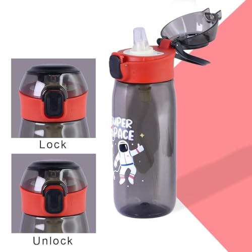 TEMSON Cute Water Bottle with Sipper, Water Bottle for Kids, Sipper Bottle for Kids - Anti-Leak Cartoon Kids Water Bottle for Kids (630 ML)(FQ-3151-2) (Black) - Image 4