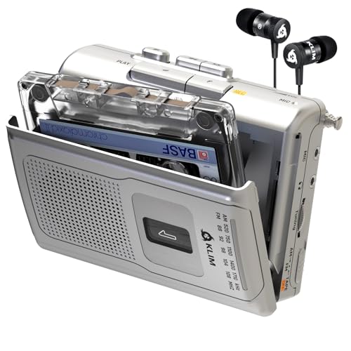 KLIM K8 Cassette Tape Player Portable - Cassette Recorder - NEW Version - AM/FM - Built-in Microphone & Speaker - Headphone Jack & Earphones - Silver - Image 1