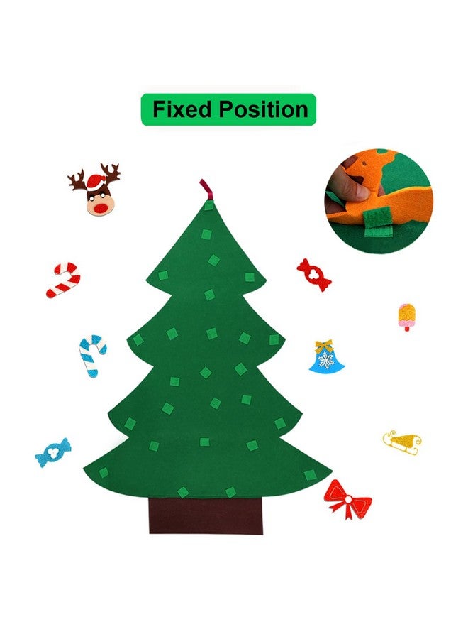 أور ورم شجرة عيد الميلاد المصنوعة يدويًا من اللباد من OurWarm للأطفال، شجرة عيد الميلاد بطول 3 أقدام مع 30 قطعة من زينة لامعة كهدية عيد الميلاد للأطفال، زينة جدارية لباب عيد الميلاد - Image 3