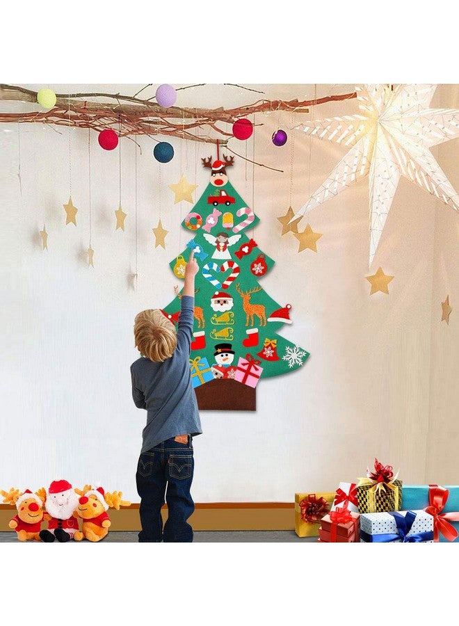أور ورم شجرة عيد الميلاد المصنوعة يدويًا من اللباد من OurWarm للأطفال، شجرة عيد الميلاد بطول 3 أقدام مع 30 قطعة من زينة لامعة كهدية عيد الميلاد للأطفال، زينة جدارية لباب عيد الميلاد - Image 4