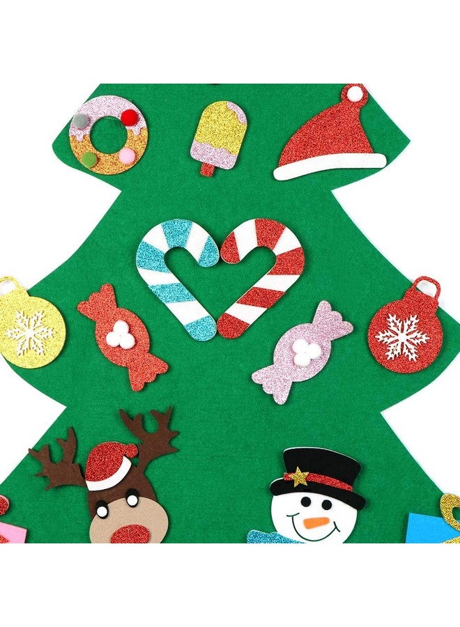 أور ورم شجرة عيد الميلاد المصنوعة يدويًا من اللباد من OurWarm للأطفال، شجرة عيد الميلاد بطول 3 أقدام مع 30 قطعة من زينة لامعة كهدية عيد الميلاد للأطفال، زينة جدارية لباب عيد الميلاد - Image 2