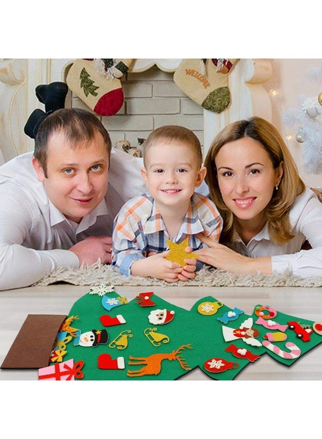 أور ورم شجرة عيد الميلاد المصنوعة يدويًا من اللباد من OurWarm للأطفال، شجرة عيد الميلاد بطول 3 أقدام مع 30 قطعة من زينة لامعة كهدية عيد الميلاد للأطفال، زينة جدارية لباب عيد الميلاد - Image 5