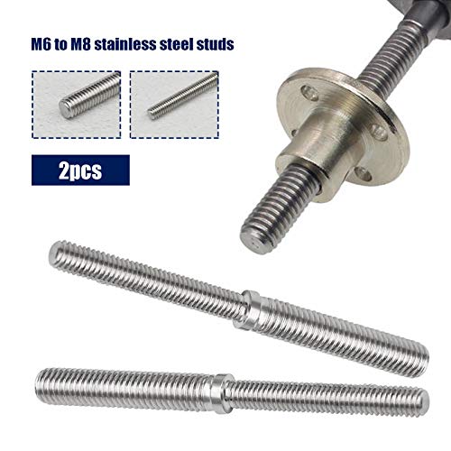 SING F LTD 2Pcs Double End Threaded Stud Screw Bolts M6 to M8 304 Stainless Steel Thread Adapter for Structural Columns Fasteners - Image 2