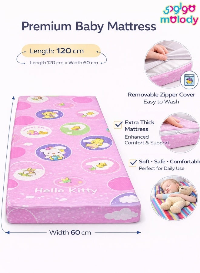 مولودي مرتبة سرير أطفال فاخرة 120×60 سم – سماكة عالية مريحة، غطاء بسوستة قابل للغسل، قماش ناعم وآمن للرضع - Image 2