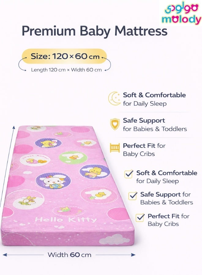 مولودي مرتبة سرير أطفال فاخرة 120×60 سم – سماكة عالية مريحة، غطاء بسوستة قابل للغسل، قماش ناعم وآمن للرضع - Image 4