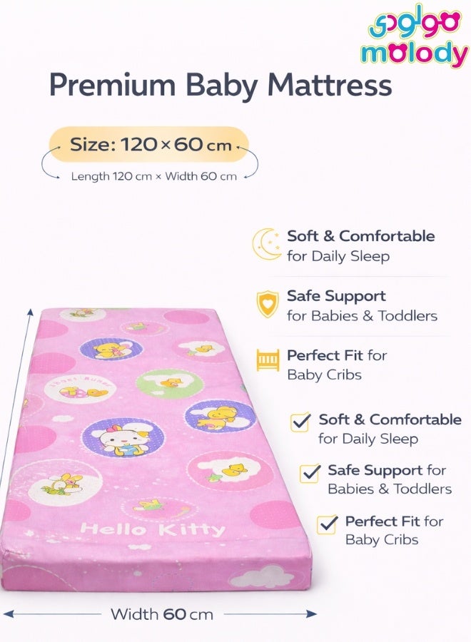 مولودي مرتبة سرير أطفال فاخرة 120×60 سم – سماكة عالية مريحة، غطاء بسوستة قابل للغسل، قماش ناعم وآمن للرضع - Image 1