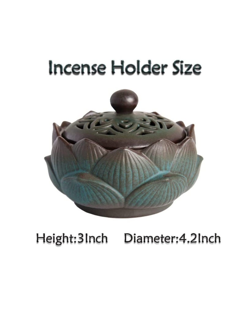 Incense Holder Ceramic Lotus for Cone Stick and Coil Set Office Yoga Livingroom  - Image 5