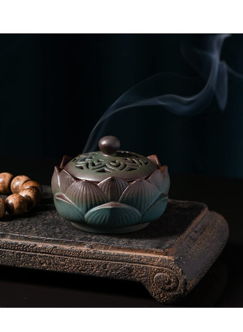 Incense Holder Ceramic Lotus for Cone Stick and Coil Set Office Yoga Livingroom  - Image 3