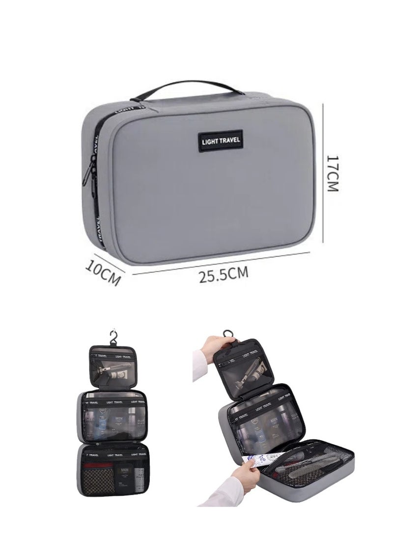 Multifunctional Hanging Toiletry Wash Bag, Portable Large-Capacity Storage Travel Bag, Waterproof Wash Bag with Hook, Travel Toiletry Bag, Foldable Dry and Humid Separation, Travel Organizer for Accessories Shower Gel Shampoo, Toiletries - Image 1