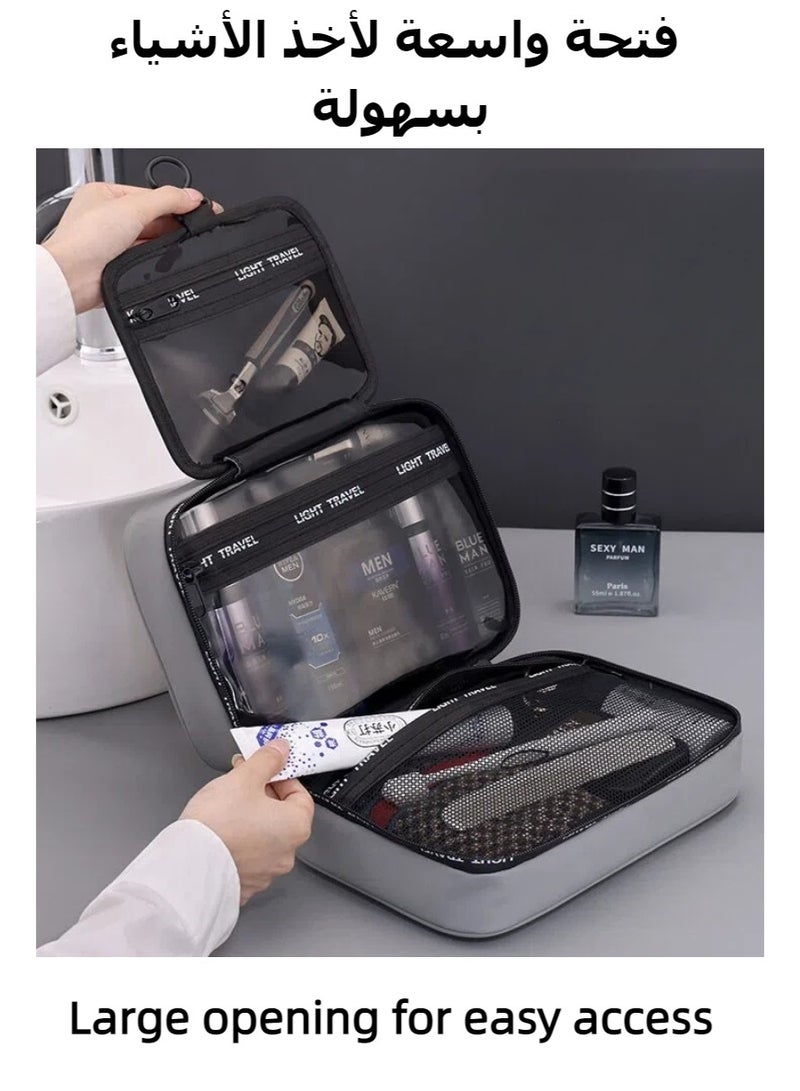 Multifunctional Hanging Toiletry Wash Bag, Portable Large-Capacity Storage Travel Bag, Waterproof Wash Bag with Hook, Travel Toiletry Bag, Foldable Dry and Humid Separation, Travel Organizer for Accessories Shower Gel Shampoo, Toiletries - Image 4