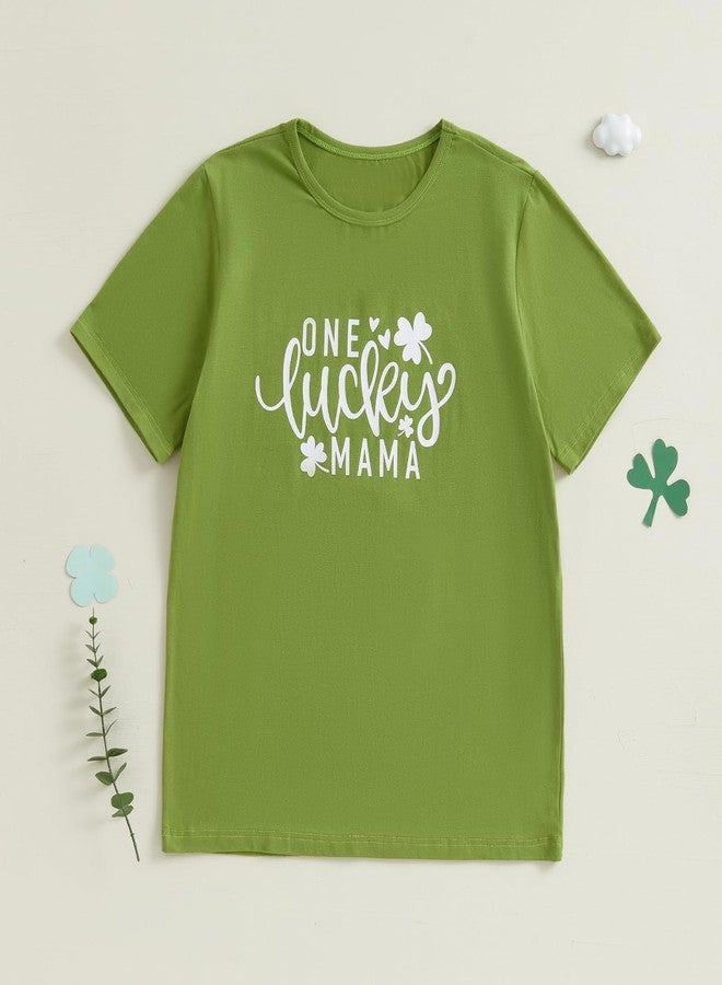 Karuedoo Mommy and Me St Patrick's Day Shirts Lucky Letters Clover Short Sleeve T-Shirt Mother Daughter Son Matching Outfits (Mom, L, Green White) - Image 3
