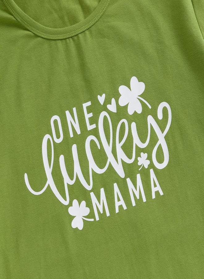 Karuedoo Mommy and Me St Patrick's Day Shirts Lucky Letters Clover Short Sleeve T-Shirt Mother Daughter Son Matching Outfits (Mom, L, Green White) - Image 5