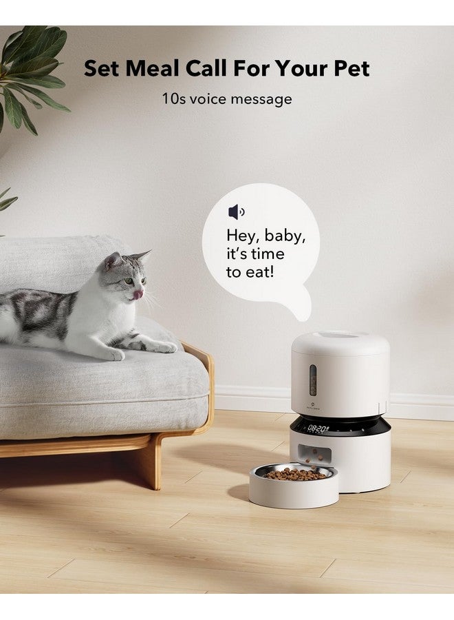 PETLIBRO Automatic Cat Feeder, Automatic Cat Food Dispenser With Freshness Preservation, 3L Timed Cat Feeders For Dry Food, Up To 50 Portions 6 Meals Per Day, Granary Pet Feeder For Cats, White  - Image 4