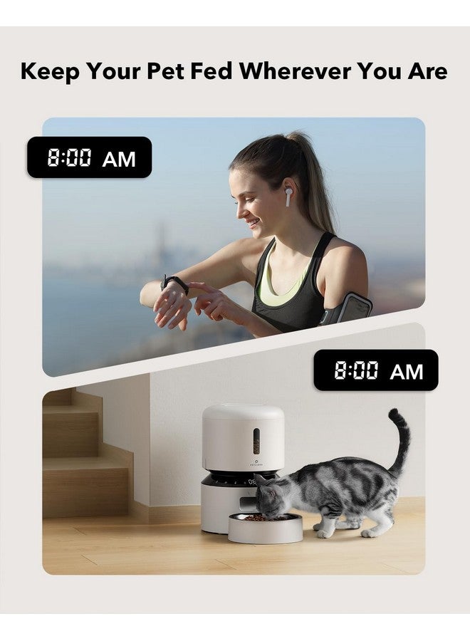 PETLIBRO Automatic Cat Feeder, Automatic Cat Food Dispenser With Freshness Preservation, 3L Timed Cat Feeders For Dry Food, Up To 50 Portions 6 Meals Per Day, Granary Pet Feeder For Cats, White  - Image 5