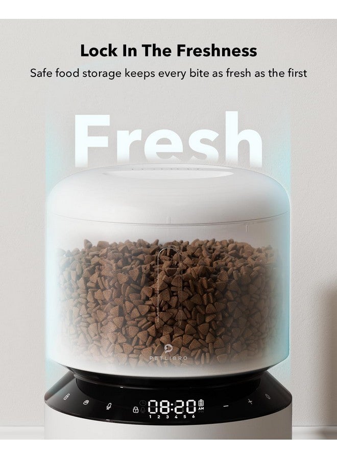 PETLIBRO Automatic Cat Feeder, Automatic Cat Food Dispenser With Freshness Preservation, 3L Timed Cat Feeders For Dry Food, Up To 50 Portions 6 Meals Per Day, Granary Pet Feeder For Cats, White  - Image 3