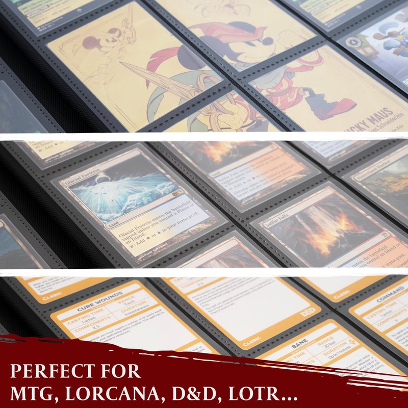 lynx Trading Card Binder - 9 Pocket Album w Zipper - 360 Side Loading Folder for TCG - 3D PU Leather - For MTG, Disney Lorcana Trading Card Game, Magic The Gathering, Pokemon - Book Accessories Gift - Blue - Image 5