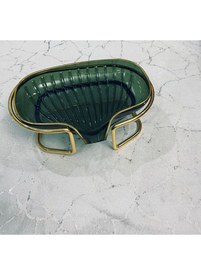 سبيس شوب رف تخزين صابون بتصميم فاخر للاستخدام المنزلي طبق صابون ذاتي التصريف مع حامل حلقي شفاف مناسب للاستحمام والمرحاض والمطبخ - Image 2