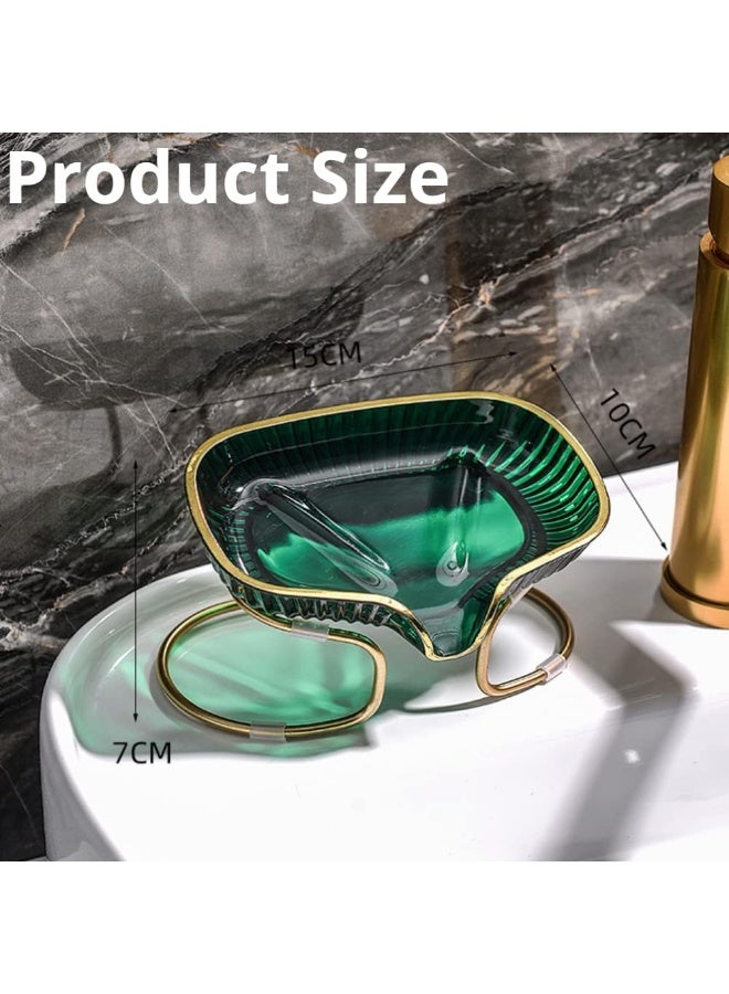 سبيس شوب رف تخزين صابون بتصميم فاخر للاستخدام المنزلي طبق صابون ذاتي التصريف مع حامل حلقي شفاف مناسب للاستحمام والمرحاض والمطبخ - Image 4