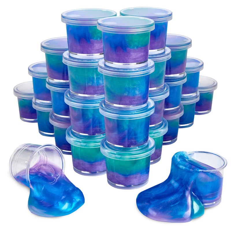 Playbees Mini Galaxy Slime 24 Pack Marbled Unicorn Slime Party Favors Safe for Girls Boys Stretchy & Non-Sticky Super Soft Sludge Toy Sensory Tactile Stimulation Classroom Rewards, Goodie Bag Stuffers - Image 1