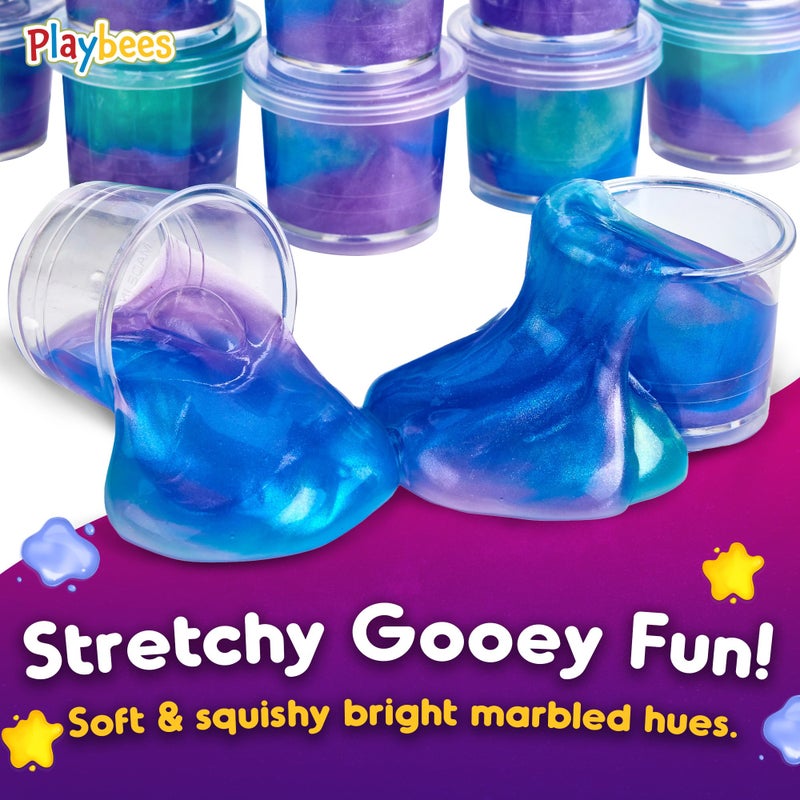 Playbees Mini Galaxy Slime 24 Pack Marbled Unicorn Slime Party Favors Safe for Girls Boys Stretchy & Non-Sticky Super Soft Sludge Toy Sensory Tactile Stimulation Classroom Rewards, Goodie Bag Stuffers - Image 2