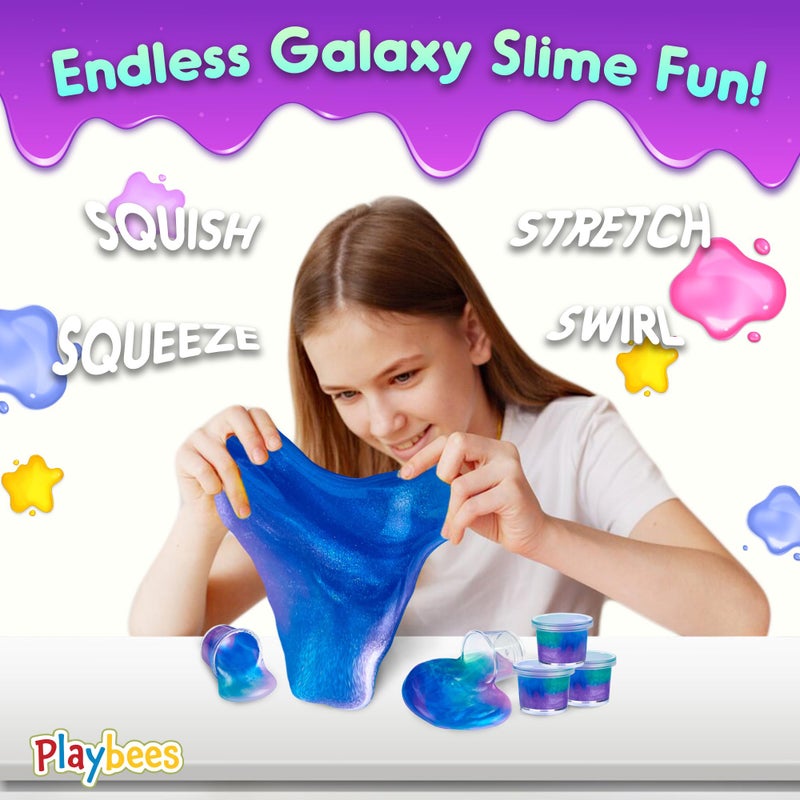Playbees Mini Galaxy Slime 24 Pack Marbled Unicorn Slime Party Favors Safe for Girls Boys Stretchy & Non-Sticky Super Soft Sludge Toy Sensory Tactile Stimulation Classroom Rewards, Goodie Bag Stuffers - Image 3