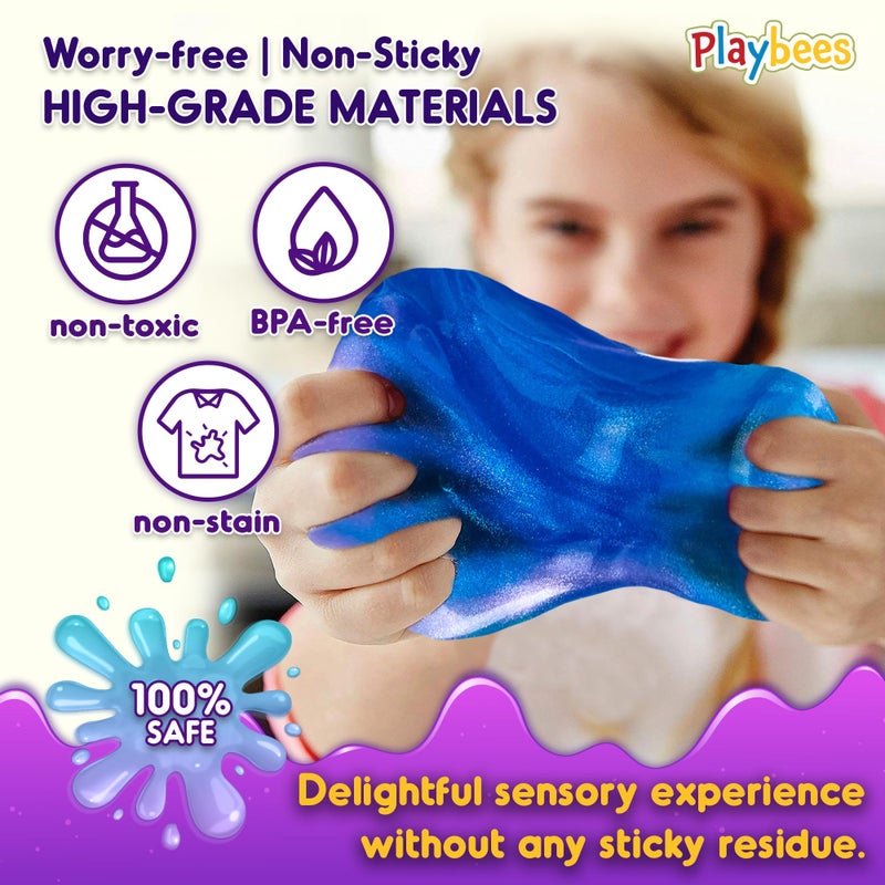 Playbees Mini Galaxy Slime 24 Pack Marbled Unicorn Slime Party Favors Safe for Girls Boys Stretchy & Non-Sticky Super Soft Sludge Toy Sensory Tactile Stimulation Classroom Rewards, Goodie Bag Stuffers - Image 4