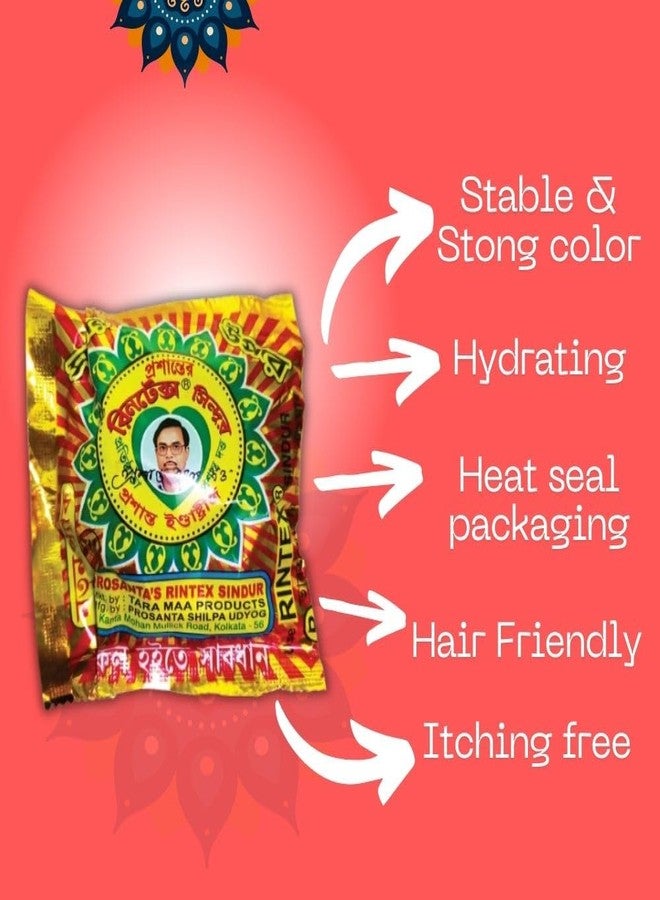 Bengali Sindoor Powder Red Kolkata 1 Packets - Natural Sindur Powder for Women - Smudge Proof, Allergy-Free, Long Lasting Floral Pigments Kumkum, Easy to Use & Remove, Pure Bengal Made - Image 5