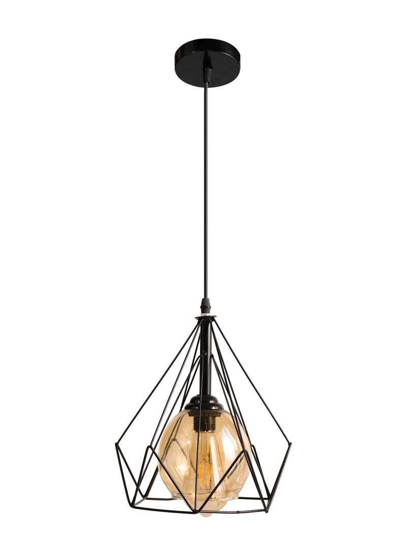 El Rawda Lighting Modern diamond linen R1002 | modern decorative LED E27 pendant light ceiling lamp hanging | suitable for any room | Color: Black | Size: 70x21x21 cm