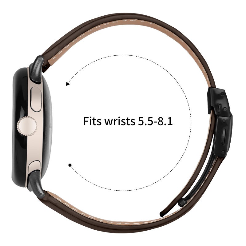 erorex For Google Pixel Watch / Watch 2 / 3 41Mm Lychee Texture Black Turtle Back Buckle Leather Watch Band(Coffee Color) - Image 3