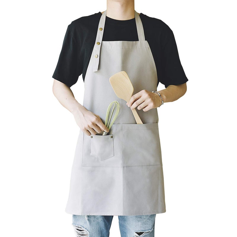 MORNITE Pottery Art Apron for Men Women  Artist Smock with Pocket for Teaching Chef Works Baking Cafe Ceramic Off White Grey - Image 1