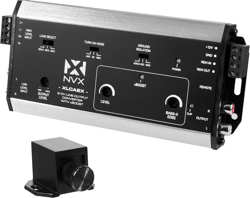 NVX XLCA2X X-Series PRO 2-Channel Line Out Converter Digital Bass Enhancer with xBOOST, Impedance Matching, and Remote Level Control - Image 1