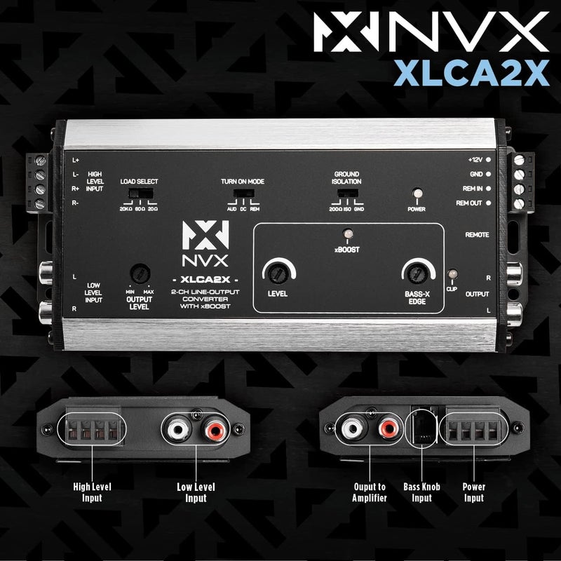 NVX XLCA2X X-Series PRO 2-Channel Line Out Converter Digital Bass Enhancer with xBOOST, Impedance Matching, and Remote Level Control - Image 2