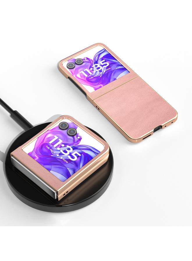 اس-توب جراب لهاتف Motorola Razr 50 / Razr 60، جراب واقٍ من جلد البقر ثنائي اللون مطلي بالكهرباء النانوية - Image 2