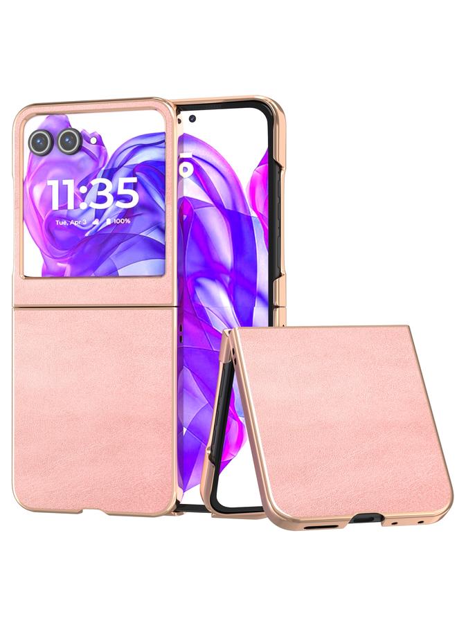 اس-توب جراب لهاتف Motorola Razr 50 / Razr 60، جراب واقٍ من جلد البقر ثنائي اللون مطلي بالكهرباء النانوية - Image 1