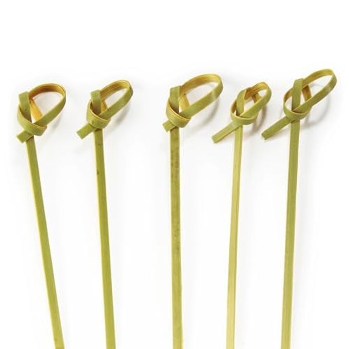 BambooMN 3.5" Bamboo Green Knot Food and Cocktail Skewer Picks 100 Pieces - Image 4
