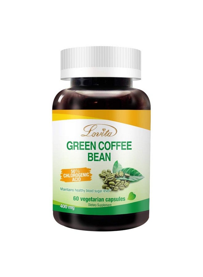 Lovita مستخلص حبوب القهوة الخضراء 1600 ملغ مكافئ مستخلص القهوة الخضراء عالي الفعالية مع 50% حمض الكلوروجينيك لمضاد أكسدة طبيعي وتقليل الحجم مناسب للنباتيين 60 كبسولة نباتية - Image 1