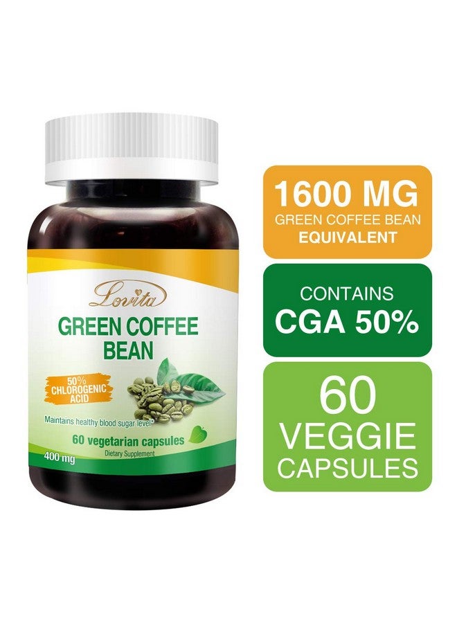 Lovita مستخلص حبوب القهوة الخضراء 1600 ملغ مكافئ مستخلص القهوة الخضراء عالي الفعالية مع 50% حمض الكلوروجينيك لمضاد أكسدة طبيعي وتقليل الحجم مناسب للنباتيين 60 كبسولة نباتية - Image 3