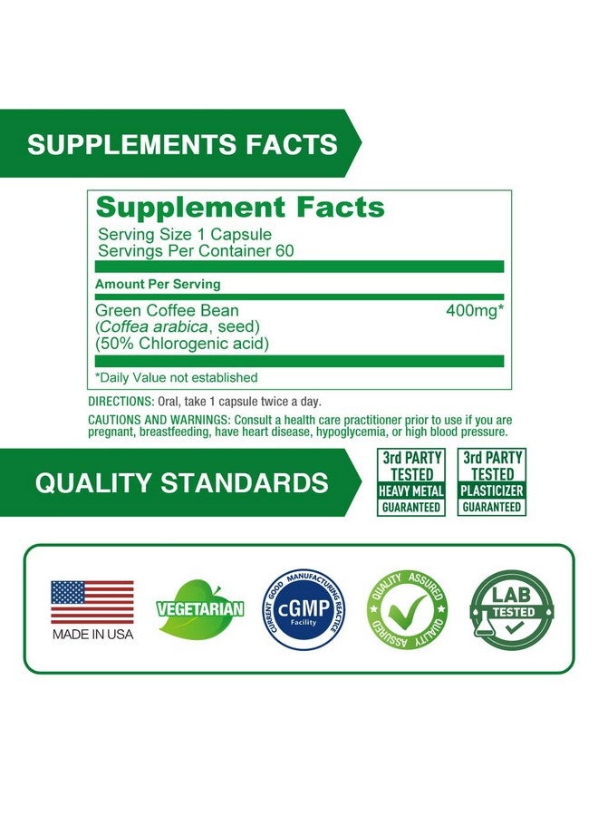 Lovita مستخلص حبوب القهوة الخضراء 1600 ملغ مكافئ مستخلص القهوة الخضراء عالي الفعالية مع 50% حمض الكلوروجينيك لمضاد أكسدة طبيعي وتقليل الحجم مناسب للنباتيين 60 كبسولة نباتية - Image 5