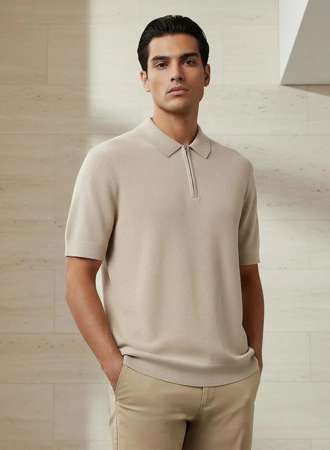 Splash FAV Men Short Sleeve Textured Polo T-shirt