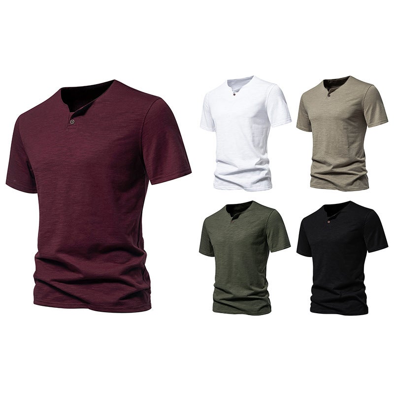 Single-Button Men'S Bamboo Short-Sleeve T-Shirt - Image 2