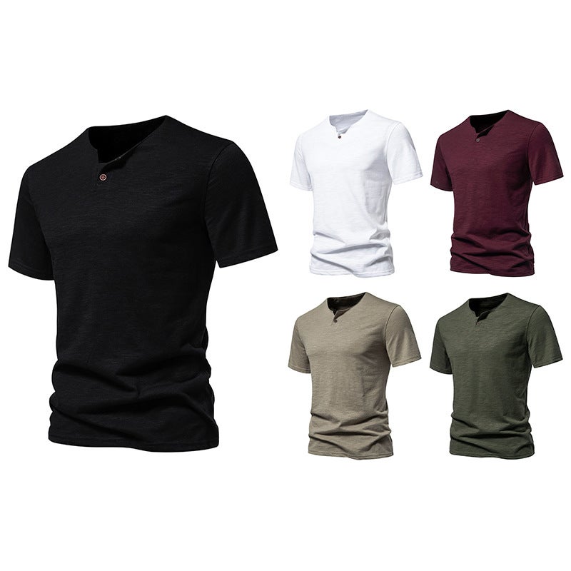 Single-Button Men'S Bamboo Short-Sleeve T-Shirt - Image 4