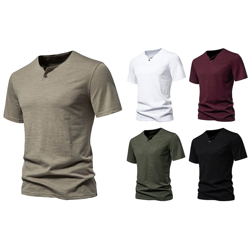 Single-Button Men'S Bamboo Short-Sleeve T-Shirt - Image 5