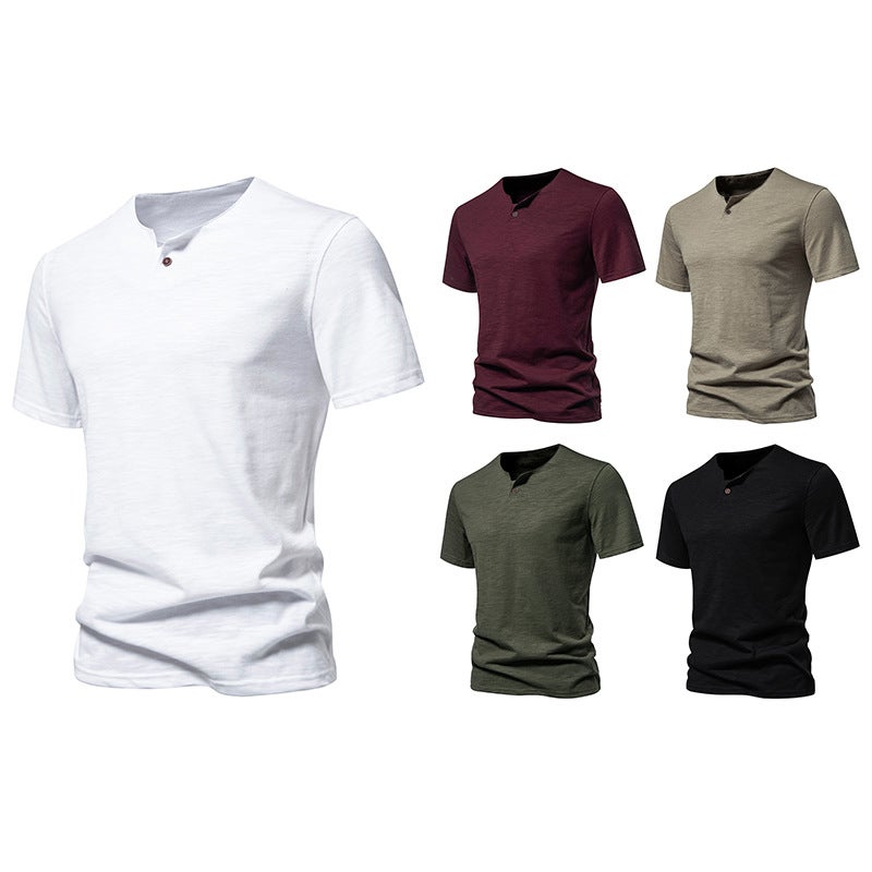 Single-Button Men'S Bamboo Short-Sleeve T-Shirt - Image 3