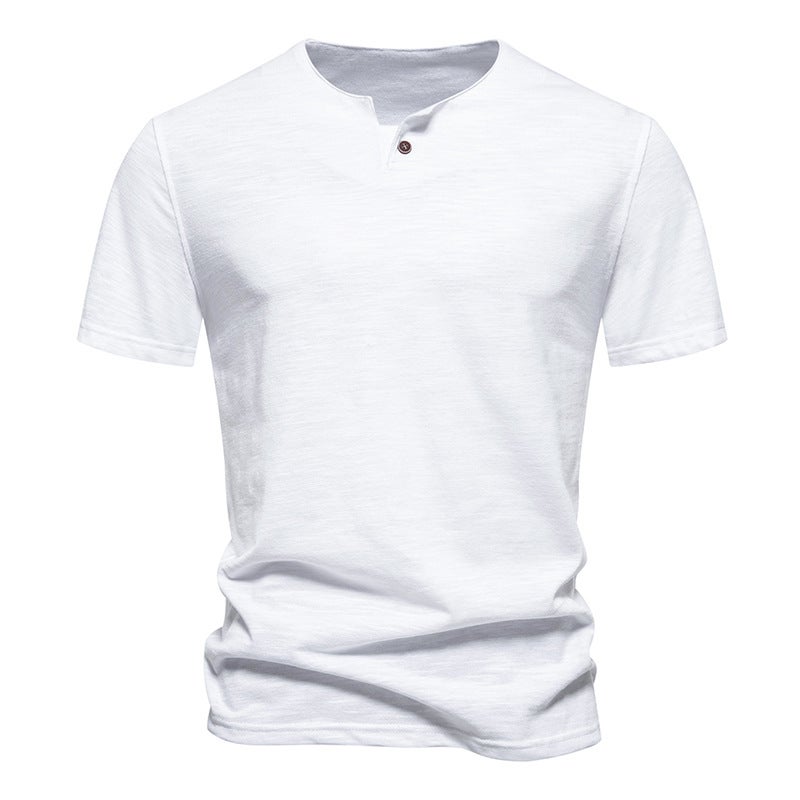 Single-Button Men'S Bamboo Short-Sleeve T-Shirt - Image 1