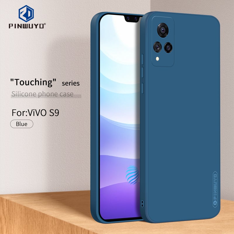 HuHa Case Cover For vivo S9 PINWUYO Touching Series Liquid Silicone TPU Shockproof Case(Blue) - Image 3